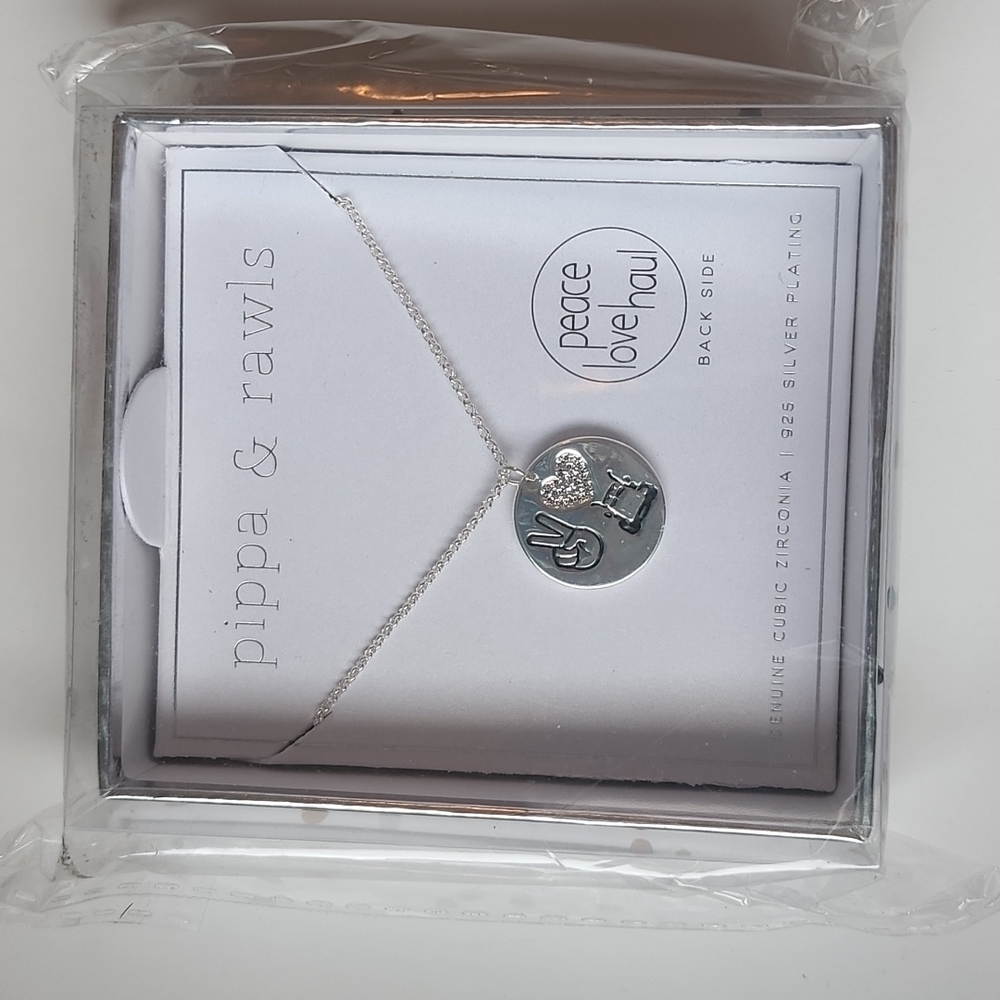 Pippa & Rawls peace love haul silver pendant with chain